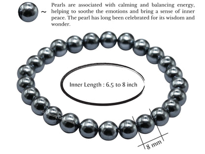 Amazing Gemstone Crystal Bracelet for Women Men's Gifts - Protection Healing Crystal Bracelet - 8mm Gemstone Beaded Stretchable Bracelet Pulseras Para Hombres Mujer Stocking Stuffers Mothers Day Gift (Black Pearl)