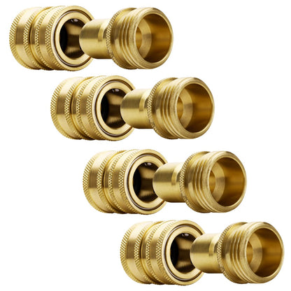 YAMATIC Garden Hose Quick Connect Water Hose Fittings - 3/4" Thread - High Grade Brass Durability and Leak Free Upgrade(4 PACK)