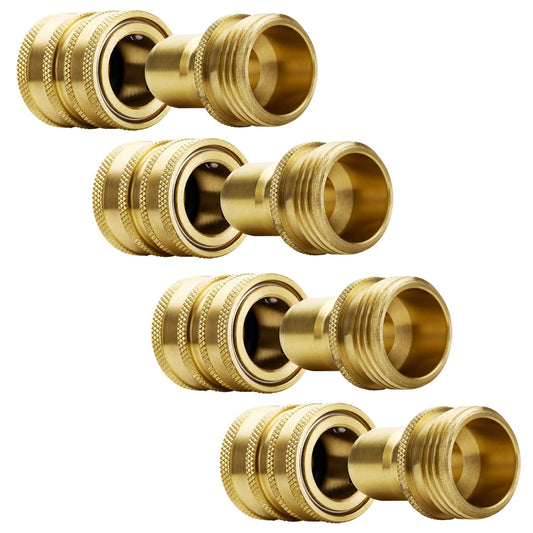 YAMATIC Garden Hose Quick Connect Water Hose Fittings - 3/4" Thread - High Grade Brass Durability and Leak Free Upgrade(4 PACK)