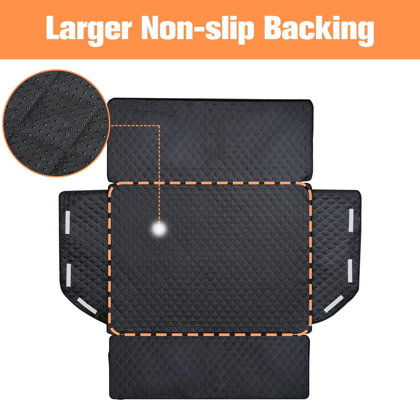 PETICON SUV Cargo Liner for Dogs, Waterproof Pet Cargo Cover Dog Seat Mat for SUVs Sedans Vans with Bumper Flap Protector, Non-Slip, Large Size Universal Fit, Black