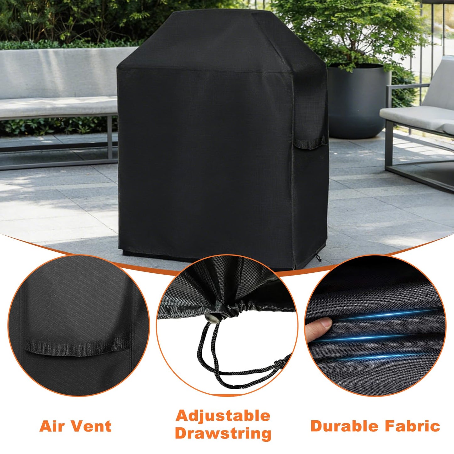 Outdoor Fireplace Cover, 32" L × 24" W × 45" H for Panovue Chiminea Fire Pit, 600D Heavy Duty Waterproof Square Chimineas Fireplace Cover for Patio Wood Burning Fireplaces