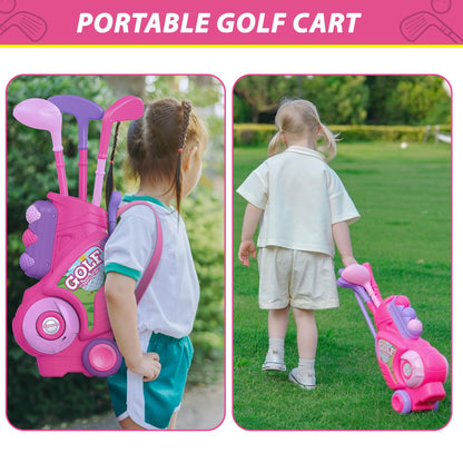 Liberry Toddler Golf Set for 2 3 4 Years Old Girls Boys, Upgraded Kids Golf Clubs Set with Golf Cart, Putting Mat, Outdoor Indoor Sports Toy Birthday Gift, Pink