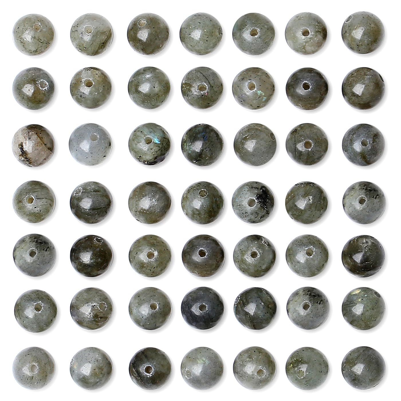 QINJIEJIE 100PCS Grey Labradorite Stone Beads 8mm Natural Beads Round Loose Gemstone Bead for Bracelet Beading Crystal Jewelry Making DIY Necklace Earrings 0.32"