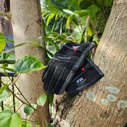 AOUCHI Leather Gardening Gloves for Men, Work Gloves for Welding, Mechanics, Construction, Thorn Proof (Black, X-Large)