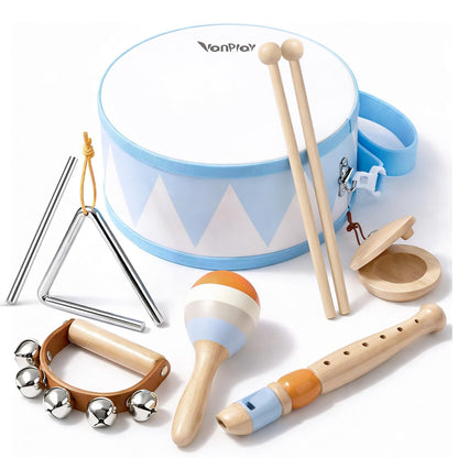 Vanplay Drum Set for Toddler - Toys for 2 3 Year Old Boy Girls Birthday Gifts - Wooden Musical Instruments for Toddlers 2-4, Preschool Montessori Music Toys with Snare Drum for Kids Age 3-5