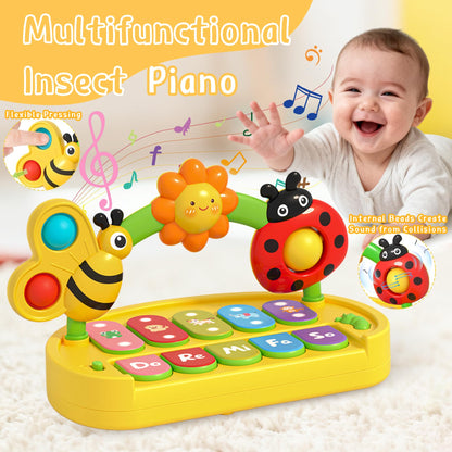 Baby Piano Toy 6-12 Months Light Up Music Keyboard Baby Toys for 3 6 9 12 18 Months with 4 Modes, Infant Educational Early Learning Toys, Small Musical Piano Toy 1 Year Old Boys Girls Gift