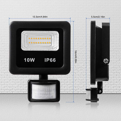 LEACOCO Motion Sensor Flood Light Outdoor,10W Security Light, IP66 Waterproof Outdoor Light,1000LM,3200K Motion Security Lights with Plug for Garage Yard Patio Pathway Porch Entryways (Warm White)