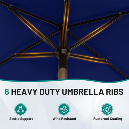 AreShark 6.5' x 10' Rectangular Patio Umbrellas for Outdoor, Outdoor Table Umbrella, Large Outdoor Patio Umbrellas with 6 Sturdy Ribs for Pool, Garden, Deck & Market (Navy)