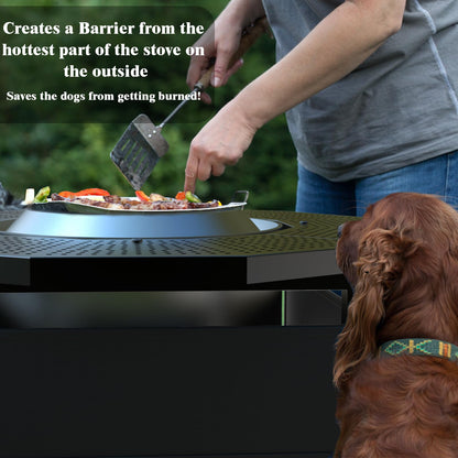 Lezbanz Fire Pit Surround Tabletop for Solo Stove Bonfire Ranger 2.0, Thick Powder-Coated Steel Surround Tabletop, Outdoor FirePit Table, UV-Resistant Outdoor Fabric & Adjustable Height