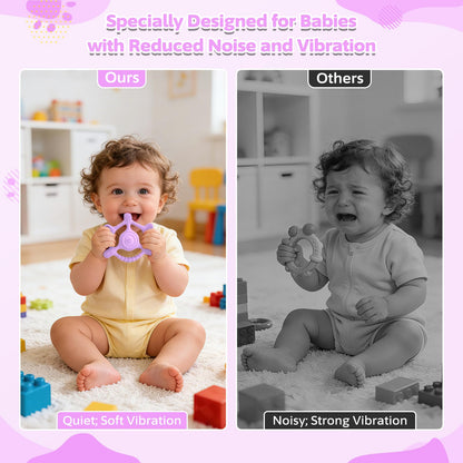 Vibrating Teether for Baby, Sensory Toys for Kids with Autism & Teething Relief for Babies 6-18 Months, USB Chargeable with 3 Vibration Settings, Autism Sensory Products (Purple)