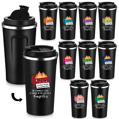 Skylety 10 Pcs Dumpster Fire Funny Tumbler 17oz Employee Appreciation Gift for Coworker Teacher Dispatcher Nurse Desk Accessories, Positive Everything Is Fine Mug Bulk Graduation Gift (Multicolor)