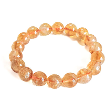 Silan's Yellow Phantom Quartz Bracelet for Women, Natural Crystal Stretch Elastic Adjustable Bracelet with Lucky Card, Gift for Her (11-12mm)