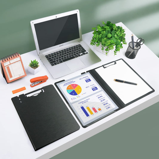A4 Clipboard Folder,5 Pack Foldable Clipboards with Pocket,Clip Board for Office School Business Classroom(Black)