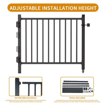 bimiti 36"x 45" Adjustable Aluminum Deck Gate, Outdoor Gate with Wheel Auto Closing Hinges Rustproof Design for Deck Railing Patios, Porch, Garden