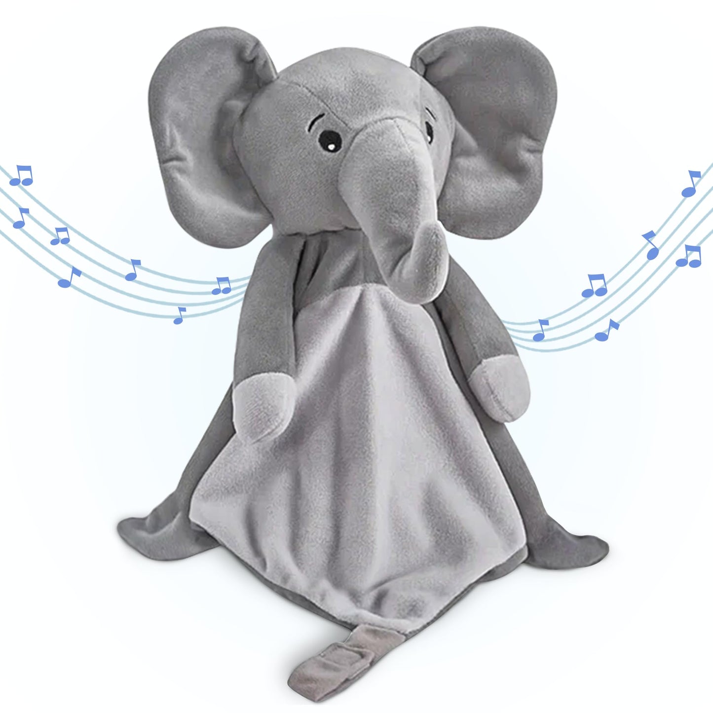 Love By Emi 4 in 1 Baby Lullaby Sleep Soother Toy - Stuffed Animal Sound Machine & Pacifier Holder | Heartbeat White Noise & Music | Plush Elephant Lovey Sleep Aid Security Blanket (0-3 Years)