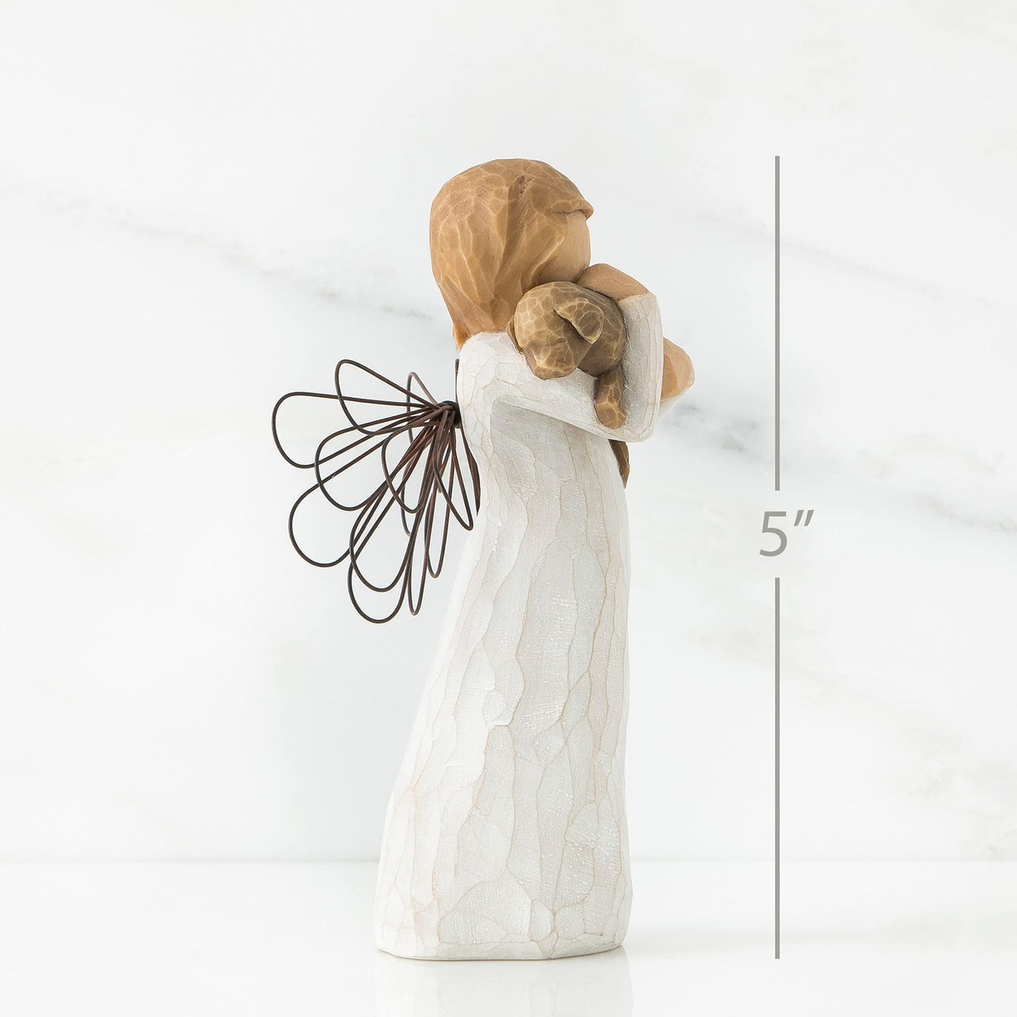 Willow Tree Angel of Friendship, for Those who Share The Spirit of Friendship, Angel Carrying Dog as Reminder of Loyal Pets and Friends, Present and Past, Sculpted Hand-Painted Figure