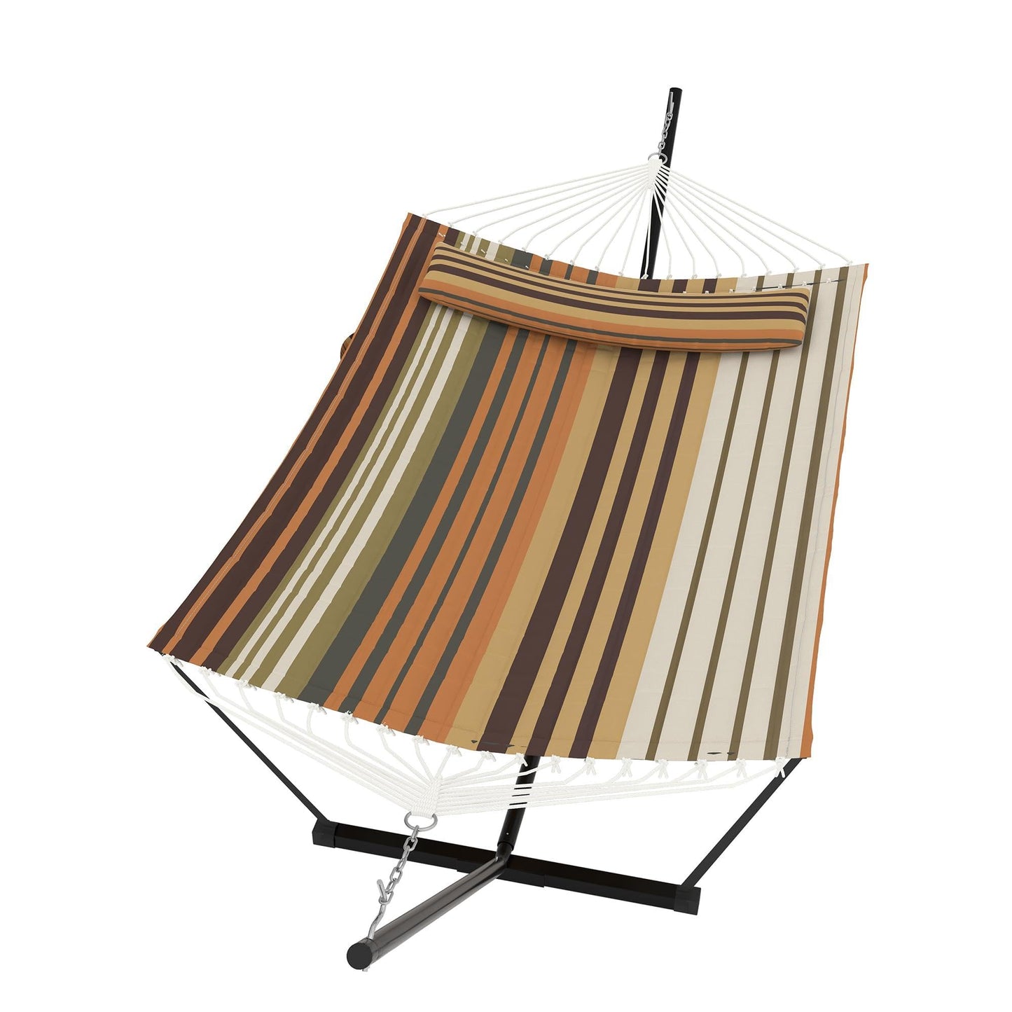 Garvee﻿ 2 Person Hammock with Stand for Outside, Double Hammock with Stand and Pillow, Max 450 Lbs Capacity with Balance Rope, Large Hammock for Outdoor Patio Backyard Poolside
