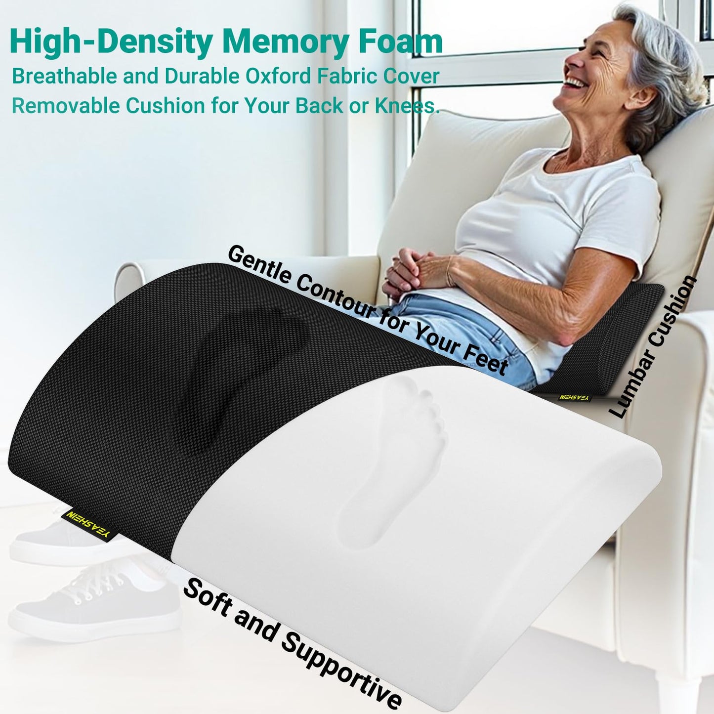 YEASHEIN Adjustable Foot Rest for Under Desk at Work, Ergonomic Under Desk Footrest with 6 Positions, Foot Stools for Under Office Desk Chair, Leg Rest for Home, Car, Computer, Gaming Accessories