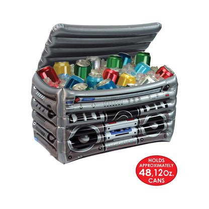 Beistle Inflatable Boom Box Cooler, 16" x 24", Holds Approx. 48 12 oz. Cans " 80's Party Decorations, Inflatable Cooler for Parties, Drink Containers, Beverage Cooler, Music Themed Decorations