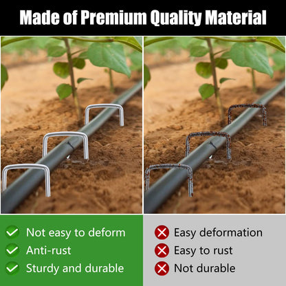 FEED GARDEN 6 Inch 300 Pack Galvanized Landscape Staples 11 Gauge Anti-Rust Garden Stakes Landscaping Fabric SOD Pins Yard Stakes for Weed Barrier Fabric