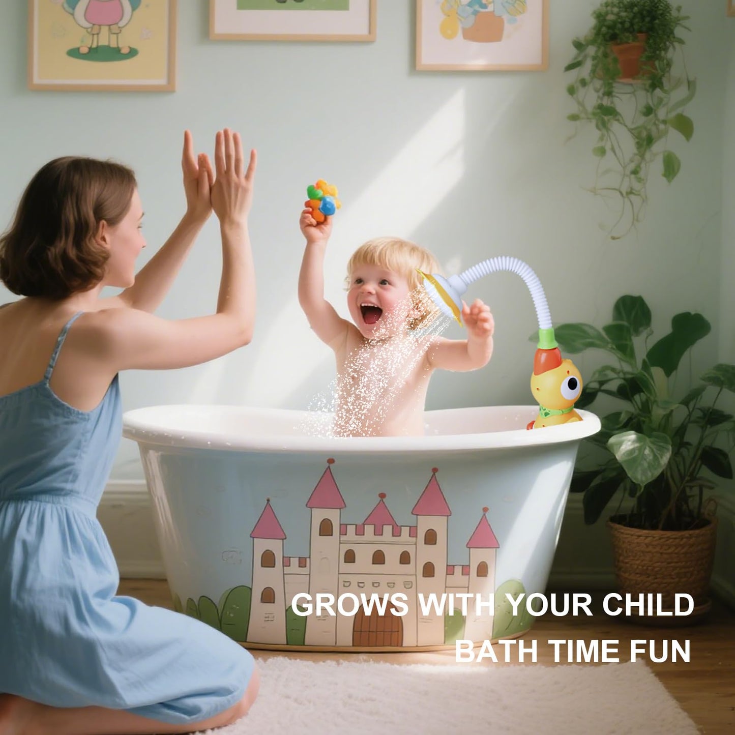 XYUYTOEI Baby Bath Sprayer Toy for Toddlers-Adjustable Water Flow Rinser with 3 Squirting Ducks & Bathtub Shower Head,Fun Bath Time Gift for 1 2 3 Year Old Kids, Babies & Newborns