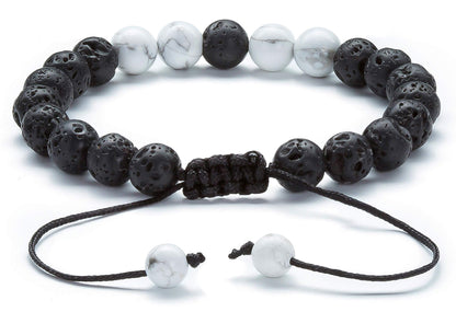 Hamoery Men Women 8mm Lava Rock Aromatherapy Anxiety Essential Oil Diffuser Bracelet Braided Rope Natural Stone Yoga Beads Bracelet Bangle(Set 3)