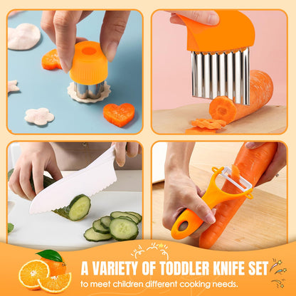 Kids Cooking Sets Real, Kids Cooking and Baking Gift Set with Storage Case Timer Kid Safe Knives Cutting Board, Toddler Real Kitchen Accessories, Birthday Gifts for Girls Boys Age 3 - 8