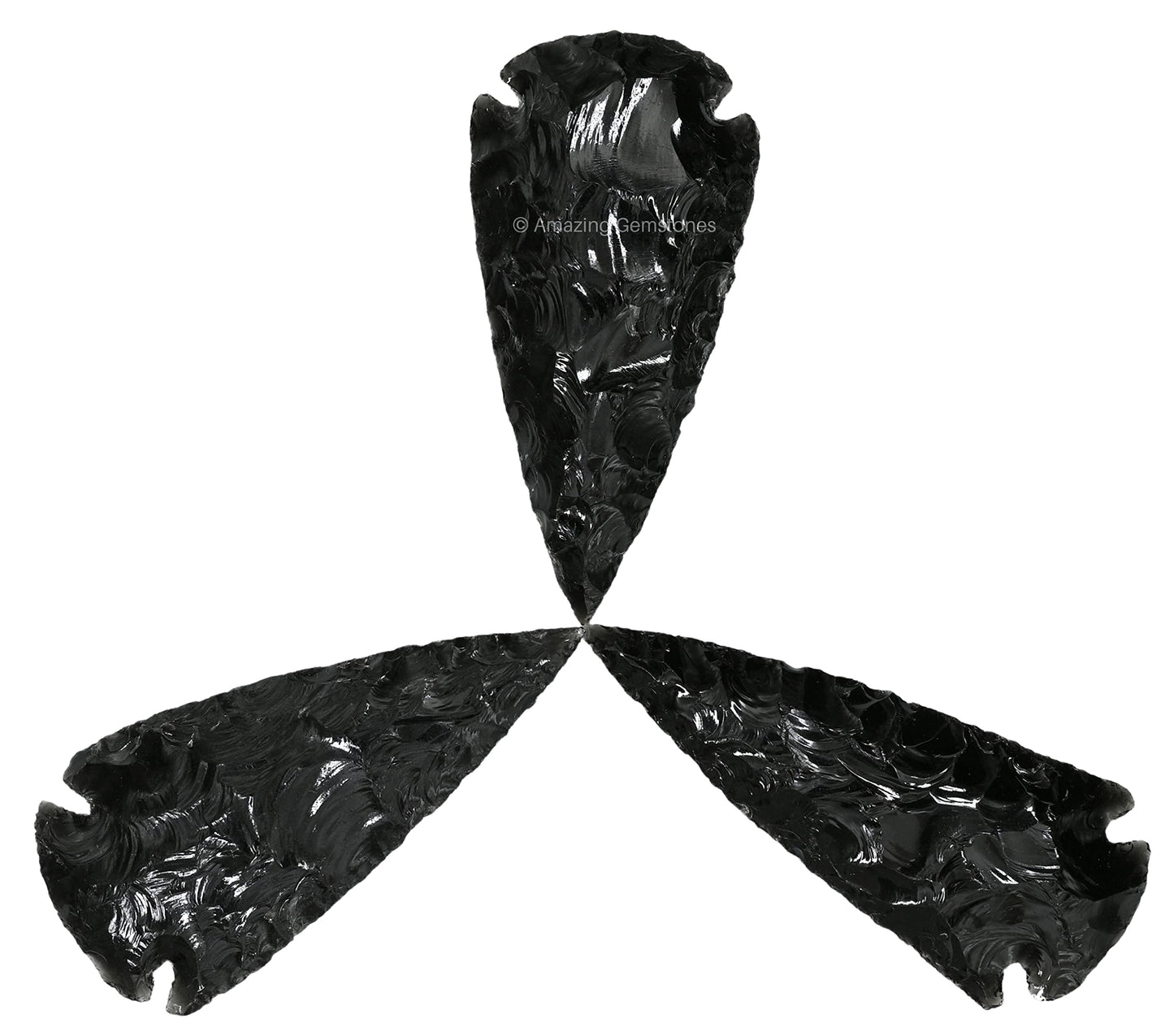 Amazing Gemstone 3 Pieces Black Obsidian Arrowhead, Crystal and Healing Stone Flint Rock Arrow Head - 2 to 3 Arrowheads for DIY Project Craft Point Jewelry Making