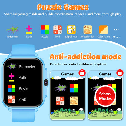 Kids Smart Watch Boys and Girls, Smartwatch with Alarm Clock, Camera, Games, Music, SOS, 24/7 Health Monitor, 100+ Sports Modes, IP68 Waterproof, Children Watches Birthday Gift for Kid Ages 4-12