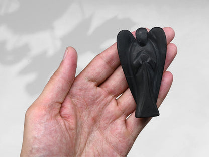 Amazing Gemstone Shungite Angel - Shungite Crystal Angel and Pocket Guardian Angel Crystal Figurines (3 Inches)