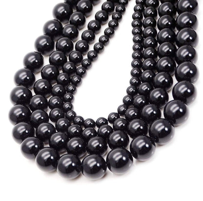 ABCGEMS Russian-Karelian Shungite Beads AKA Type-III Regular Shungite (Guaranteed Electrical Conductivity-Mohs Hardness 4) Crystal Chakra Energy Healing Stone Smooth Round 10mm
