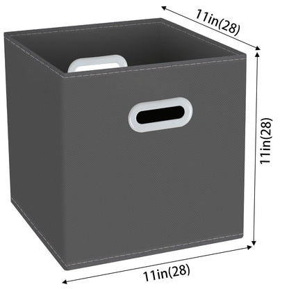 Yunkeeeper storage bins Cubes, Fabric Cube Organizer with Handle, Foldable Cube Bins for Cloth or Accessary Storage, 11x11x11, Set of 3,(Gray)