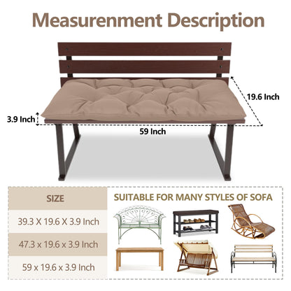 Yddsky 59 inch Indoor/Outdoor Bench Cushion, Swing Cushion,2/3 seat Thick Outdoor Garden Bench Seat Cushion Backrest Waterproof Bench Pad (59 X 19.6 in Kihaki)