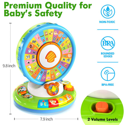 Duchong Learning Toy for Kids 1 2 3 Year Old Boys Girls, Spin and Sing Alphabet Zoo with Sounds, Interactive Educational Toys for Toddler 2-3, First Christmas 1st Birthday Gifts Toy