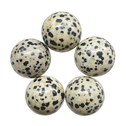 Fekuar 5 Pcs Dalmation Jasper Crystal Sphere Ball Set, Polished Healing Energy Mineral Gemstone Balls for Reiki Chakra Decoration Fengshui 20mm