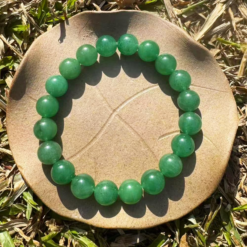 10mm Green Aventurine Bracelet for Women Men | Natural Luck Prosperity Stone Beads - Handmade Heart Chakra Crystal Jewelry for Abundance Meditation | Beading Tool Kit - Fits for 7-8" Large Wrist