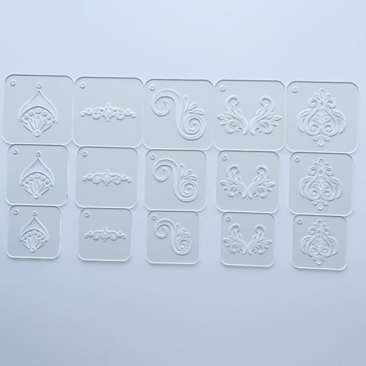 15 Pieces Acrylic Mandala Drawing Stencils, 3 Sizes 2.95/2.56/2.17 Inches with Metal Ring for Dot Art, Painting