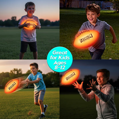 Light Up Football for Boys: Glow in The Dark - Toys for Kids Teen Boys Ages 8-15 - Birthday Christmas Easter Gift Ideas - Outdoor Sports Activity Night Play - 8 9 10 11 12 13 14 15 Years Old Teenager