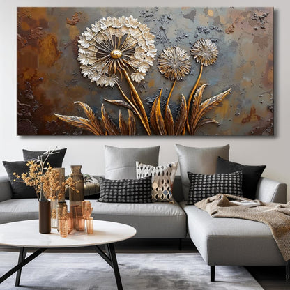 Large White Flower Wall Art with Taupe Background Elegant Flower Framed Floral Canvas Print for Living Room, Bedroom, Dining Room, Home Office Modern Ready to Hang Home Decor - 30"x60"