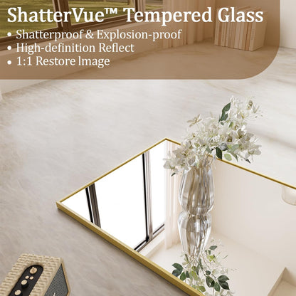 Koonmi 65"x24" Floor Mirror Full Length, Bedroom Floor Body Mirror with Stand, Large Gold Mirror, Leaning, Standing or Hanging Horizontally/Vertically