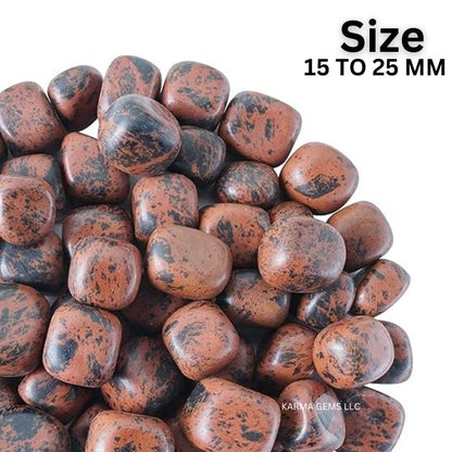 Karma Gems 1lb Mahogany Obsidian Tumbled Stones-Polished Stones for Positive Energy-Crystal Kit for Fresh Mind & Restful Sleep-Healing Stone for Chakra Balancing-Ideal for Gift & Home Decor (15-25 Mm)