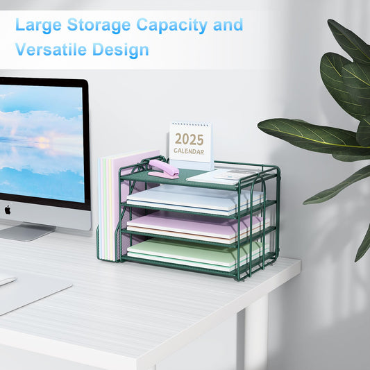 Spacrea Paper Organizer, Desk Organizers and Accessories for Desk with File organizer, Desk Accessories & Workspace Organizers for Catalog & Reference Racks (Dark Green)