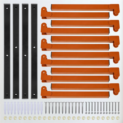 WIMART Lumber Storage Metal Rack Wall, Heavy Duty 3-Level Wall-Mounted Wood Rack Organizer for Garage Workshop and Shed (4 Pack)