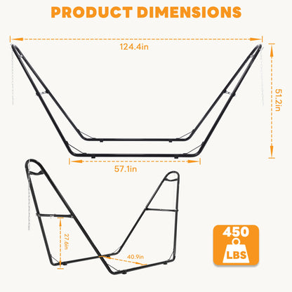 NEWBULIG Double Hammock Stand Only, 450 Pound Capacity, Fits 9 to 14 Feet Hammocks, Heavy Duty Hammock Stand for Outside for Garden Backyard Patio Pool Beach with Carrying Case
