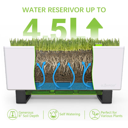 Glowpear Self-Watering Mini Bench Planter - 23.6" in Pot, Free Standing, UV Stable, Scalable, Indoor | Outdoor Pot with Water Gauge, for Home Kitchen Windowsill Gardening