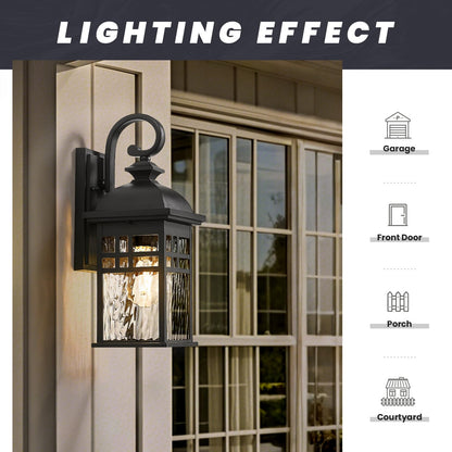 NAXTTII Outdoor Wall Lamps Exterior Lighting Fixtures 22 Inch Height Porch Light with Water Ripple Glass E26 Socket