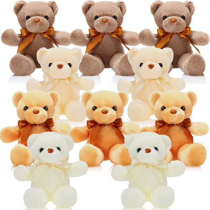 Skylety 10 Pcs 12 Inch Bears Bulk Stuffed Animals Soft Gift Plush Bears Toy with Ribbon Bow for Birthday Baby Shower Wedding Graduation Party Favor(Vivid Colors)