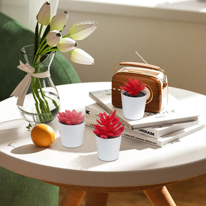 Uguisu Artificial Potted Plant, Simulated Gem Flower, Lotus Flower, Spring Artificial Succulent Plant, Small Artificial Plant, Spring Artificial Fake Plant, Office Home Wall Decoration (4/Red)