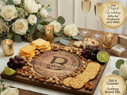 Personalized Coasters for Wedding Gifts, or Personalized Wooden Coaster Sets | Custom Coaster Set Options (2, 4, 6, 8, 16) | Handmade Wooden Coasters Made in The USA