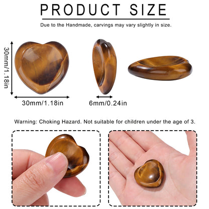 GolbalJew 6PCS Thumb Worry Stones for Anxiety Healing Crystals Sets, Hand Carved Heart Crystals and Healing Stones, Meditation Crystal Reiki Natural Relax Palm Stone for Anxiety Therapy Relief, Small
